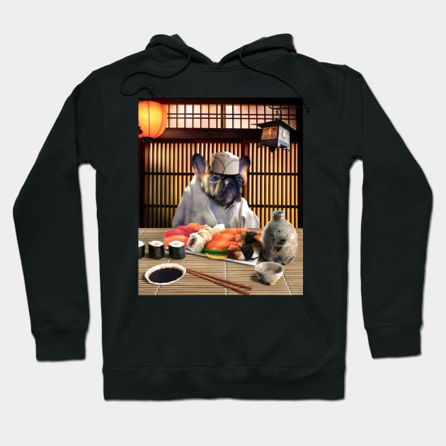 French Bulldog Sushi Chef Hoodie by Random Galaxy